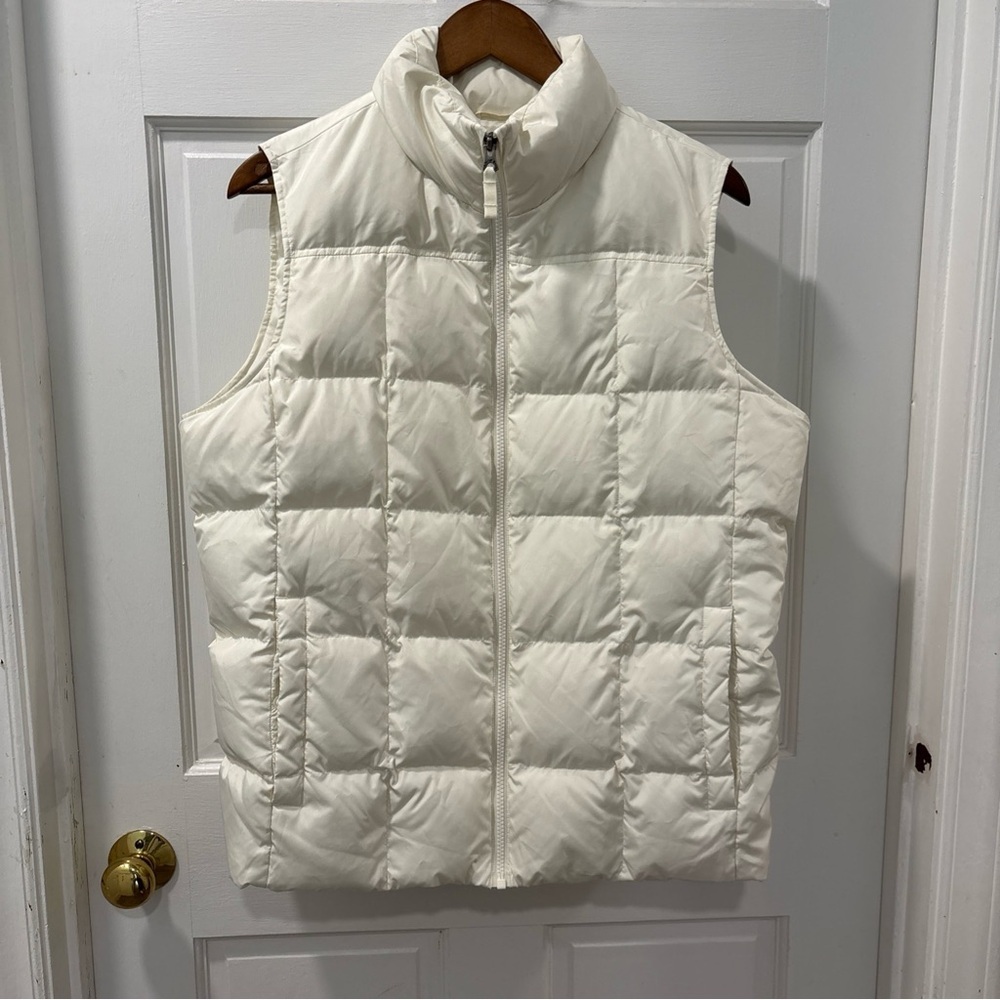 Lands End Women’s Full Zip Down Filled Puffer Vest Size Large Winter White EUC - Picture 1 of 9